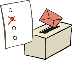 Wahlurne mit Stimmzettel Wahl